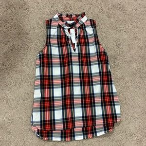 JCrew sleeveless cotton plaid blouse size 00